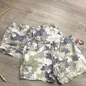 NOBO Women's Camouflage Drawstring Shorts in Green, Gray, White